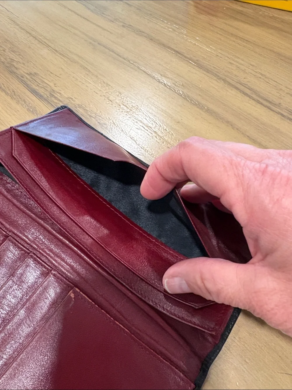 Christian Dior vintage Black/Burgundy Leather Long Wallet